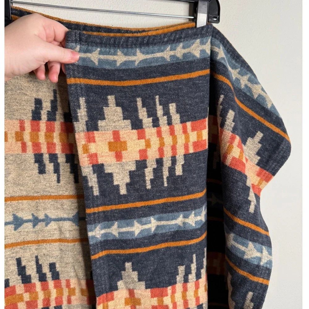 Pendleton Home Tan Blue Trail Ridge‎ Organic Cotton Throw Aztec Comfy Blanket